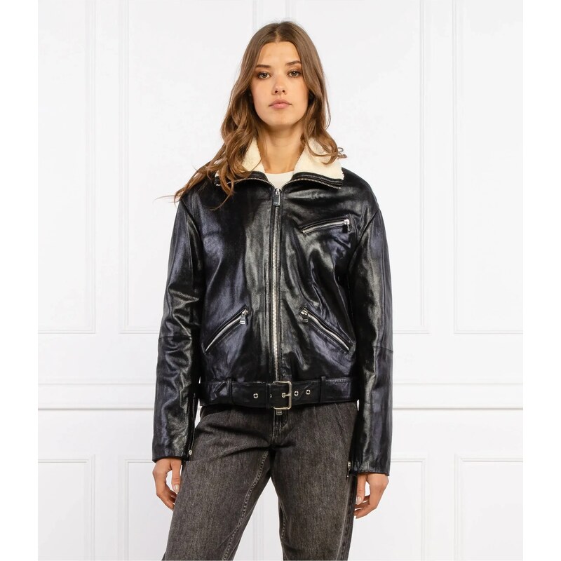 Pinko giacca di pelle mayor regular fit