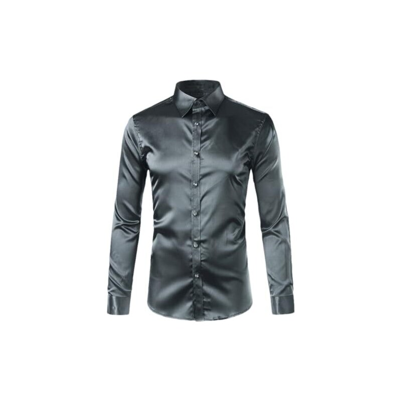 COOFANDY Camicia Uomo In Raso Seta Lucido: Maniche Lunghe, Tasca, Vestibilità Regolare - Perfetta Per Matrimoni E Feste