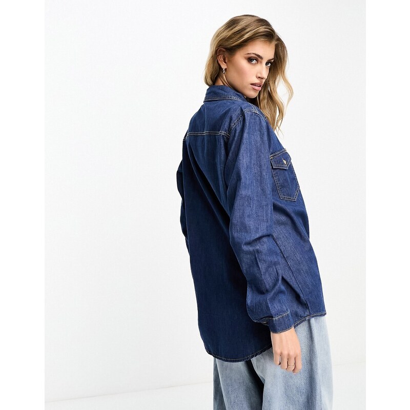 Parisian - Camicia oversize in denim blu