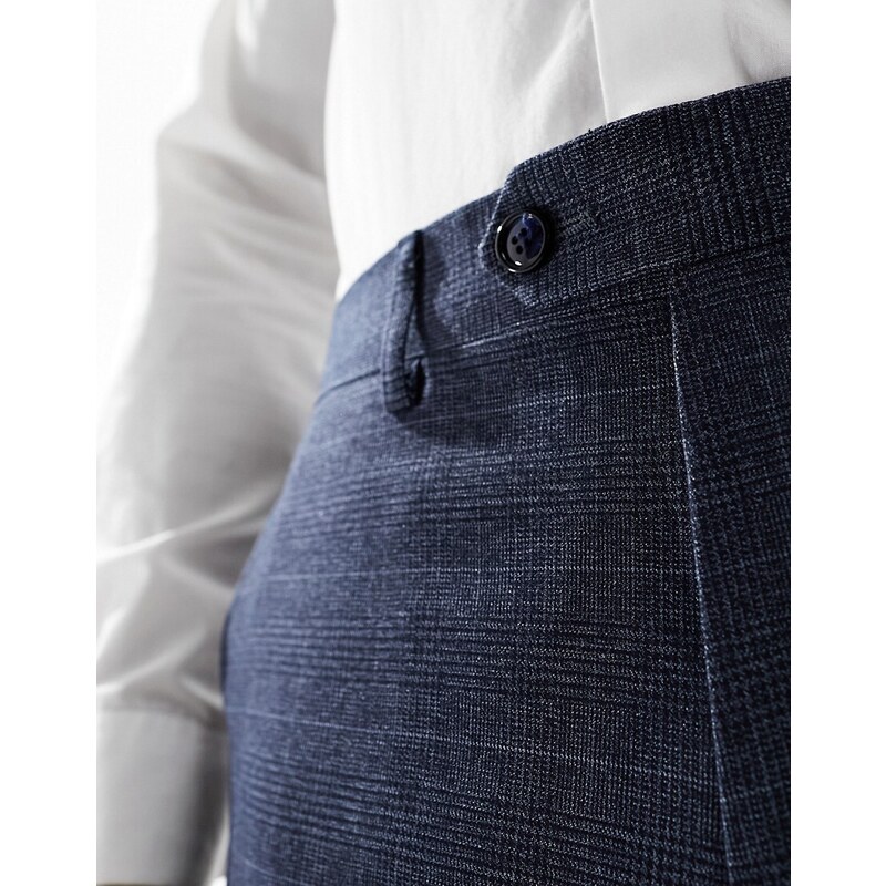 Gianni Feraud - Pantaloni da abito slim blu navy a quadri