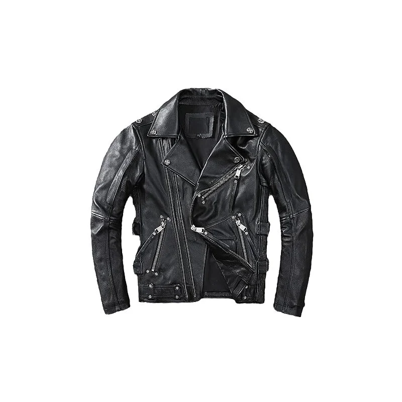 Giacca In Pelle Cafe Racer Uomo | Stile Vintage Nero