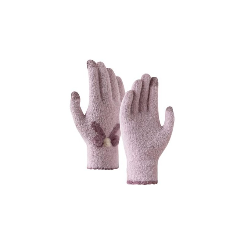 CUTeFiorino Guanti Argento Pulizia Caldi Guanti Invernali da Donna con Touch Screen Guanti da Donna Termici Treccia Guanti Da Donna per il Freddo Accessori, Lilla, Taglia unica