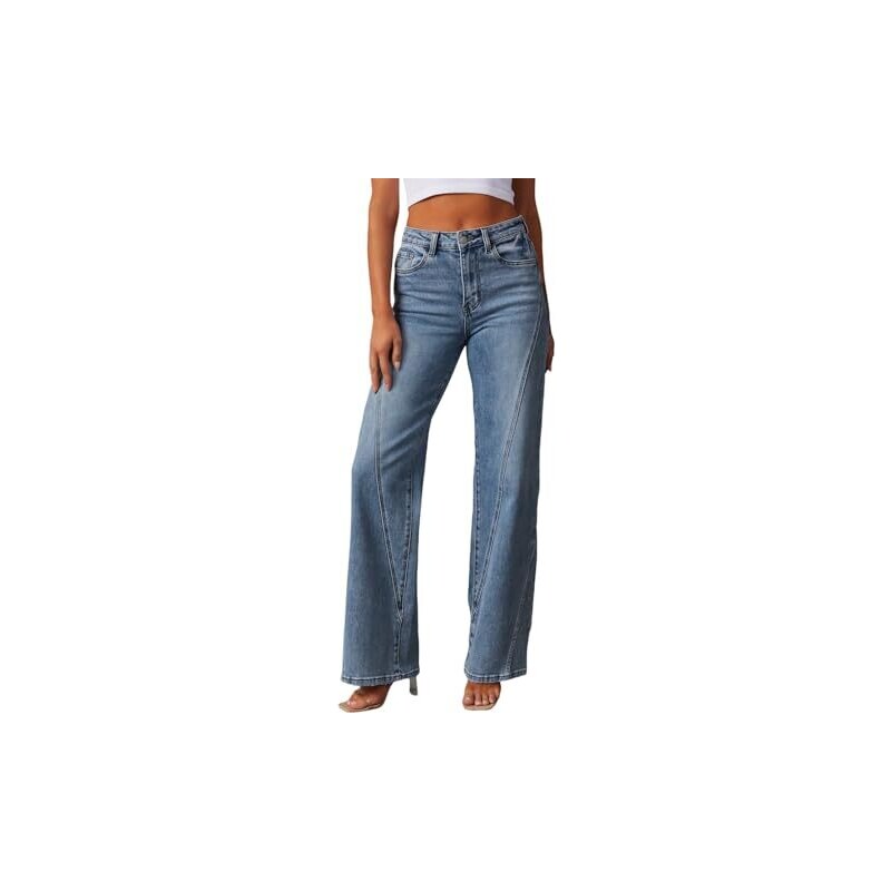 Yez Zee pantaloni in maglia gamba larga blu