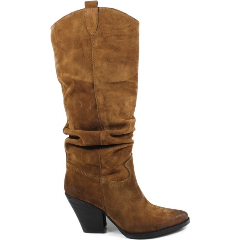 Stivali Donna Alti In Ecopelle Beige Nude Al Ginocchio A Punta