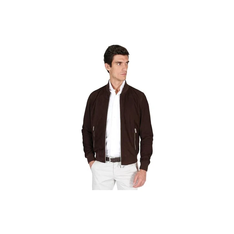 Giacca Uomo In Pelle Scamosciata D'Arienzo Bomber Gaudil - Made In Italy, Morbida E Slim Fit - Foto 9