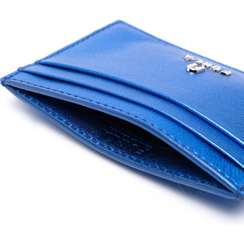 Miu Miu Portacarte con placca logo - Blu