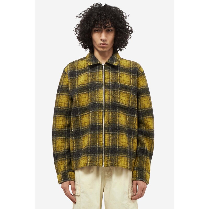 Stussy Giacca WOOL PLAID ZIP in cotone giallo