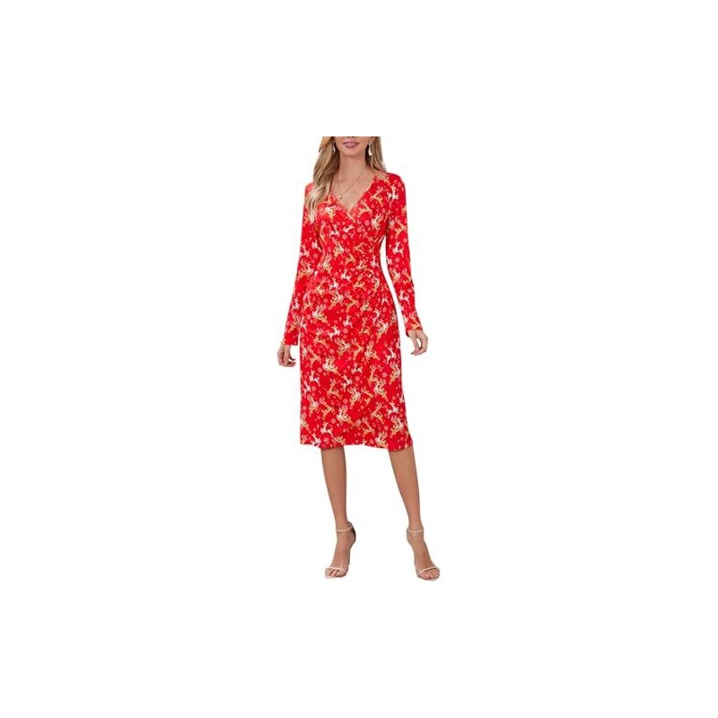 VESTITO DONNA MANICHE Lunghe Stampato Abito Casual Made In Italy Vestito Halter Abito Donna Gonna 252555029990