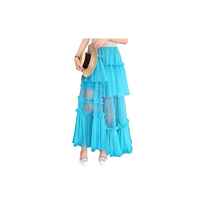Gonna lunga in tulle a balze Donna, Rosa | Milano
