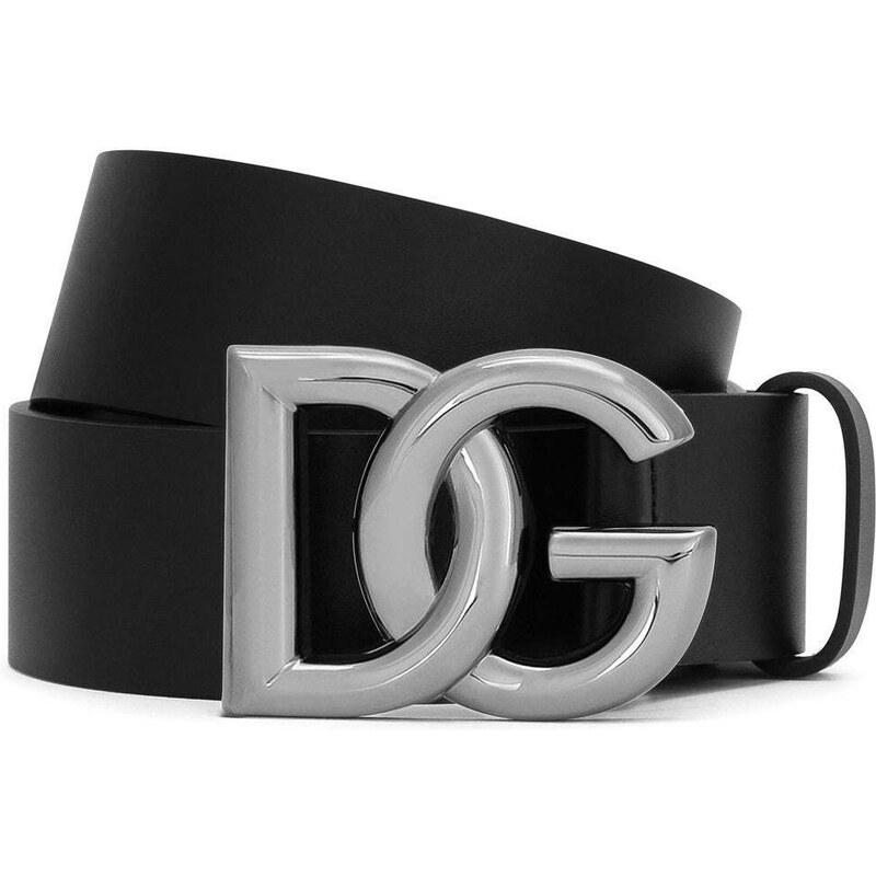 Dolce & Gabbana cintura nera logo acciaio
