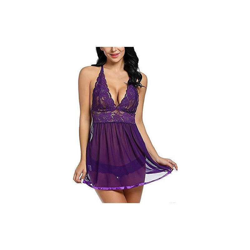 Sedex Sexy Lingerie Hard Transparent Chemise Donna Esotico Pizzo E Mesh Babydoll Set Con Scollo