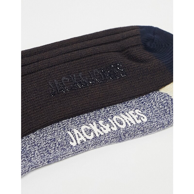 Jack & Jones - Confezione da 2 paia di calzini multicolore a coste spesse