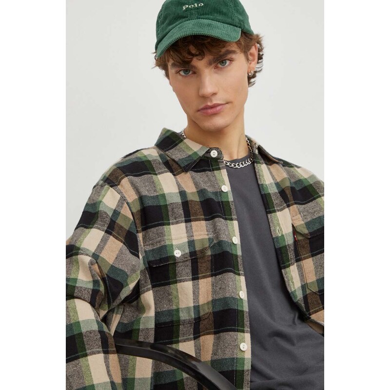 Levi's camicia in cotone uomo colore verde