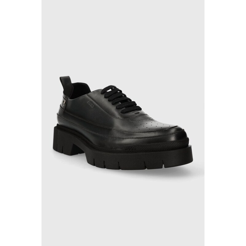 HUGO scarpe in pelle Denzel uomo colore grigio 50512707