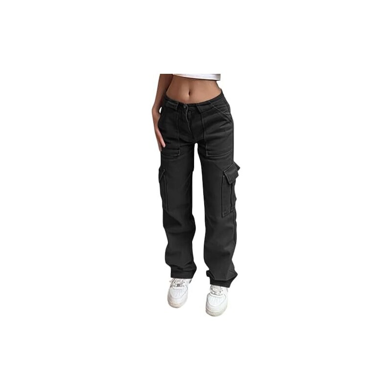 Jeans Cargo Y2K Convertibili In Pantaloncini - Vita Alta, Gamba Larga, Stile Streetwear Per Donna - Colore Blu E Grigio (Taglie S-2XL)