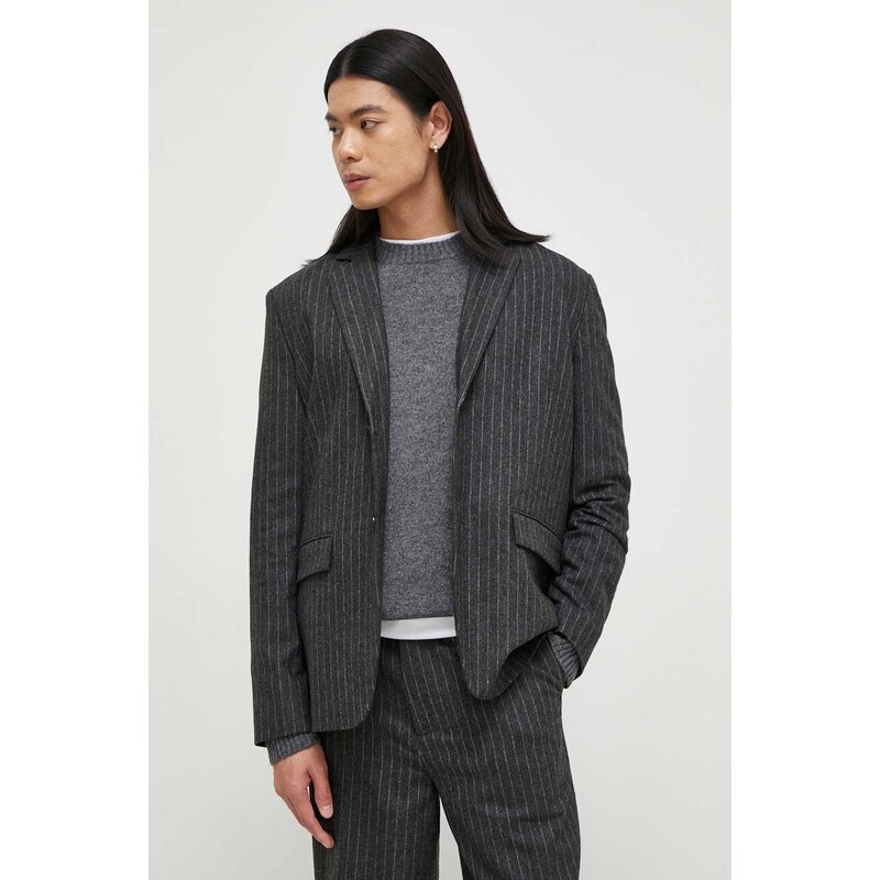Samsoe Samsoe blazer con aggiunta di lana colore grigio