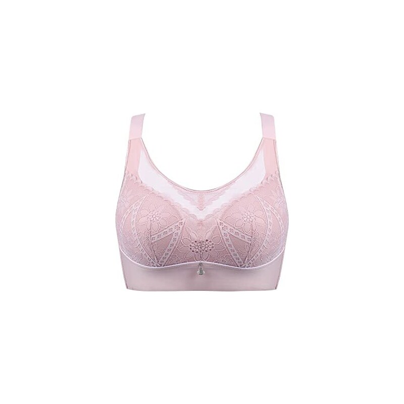 Reggiseno da donna in pizzo, completo e stabile, non imbottito, senza ferretto, argento, 50