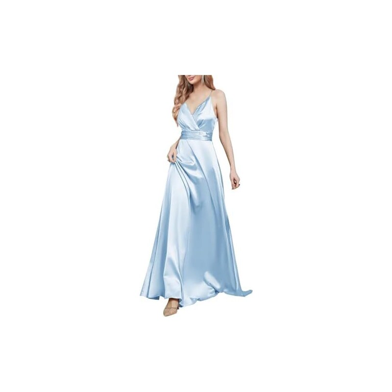 Abiti da sera con spalline sottili e strass e spacco – IT