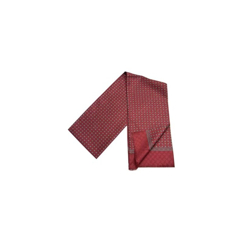 Cravate Homme 7 Pli Seta Italiana - Bordeaux Pois Orange - 100% Soie - Neuve Avec Étiquettes