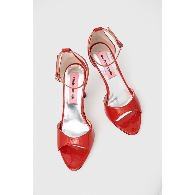 Custommade sandali in pelle Ashley Glittery Lacquer colore rosso 000202046