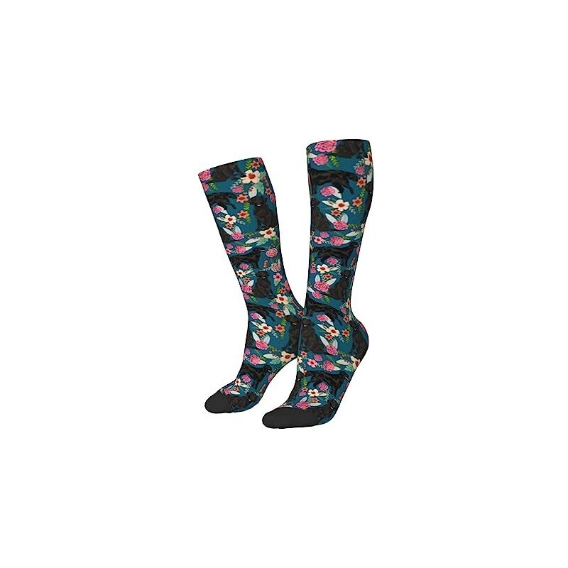 4 Paia Calzini Donna Con Fiori Di Tulipano - Calze Vintage In Cotone, Fantasia Colorata - Foto 3