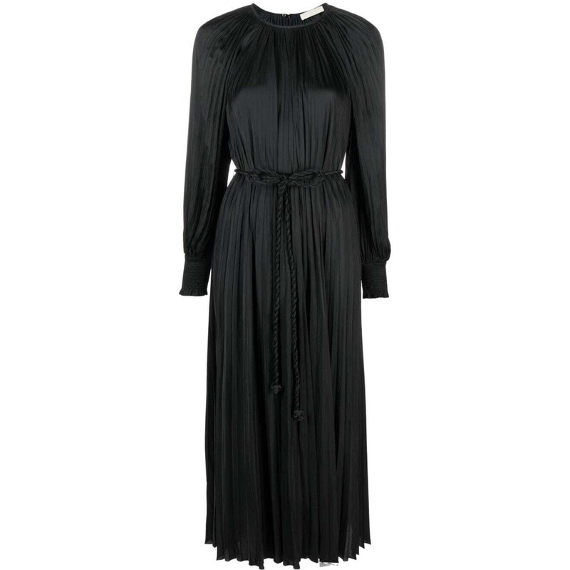 Mini Abito A-Line Plissettato A Maniche Lunghe | Elegante Collo Alto In Tessuto Premium
