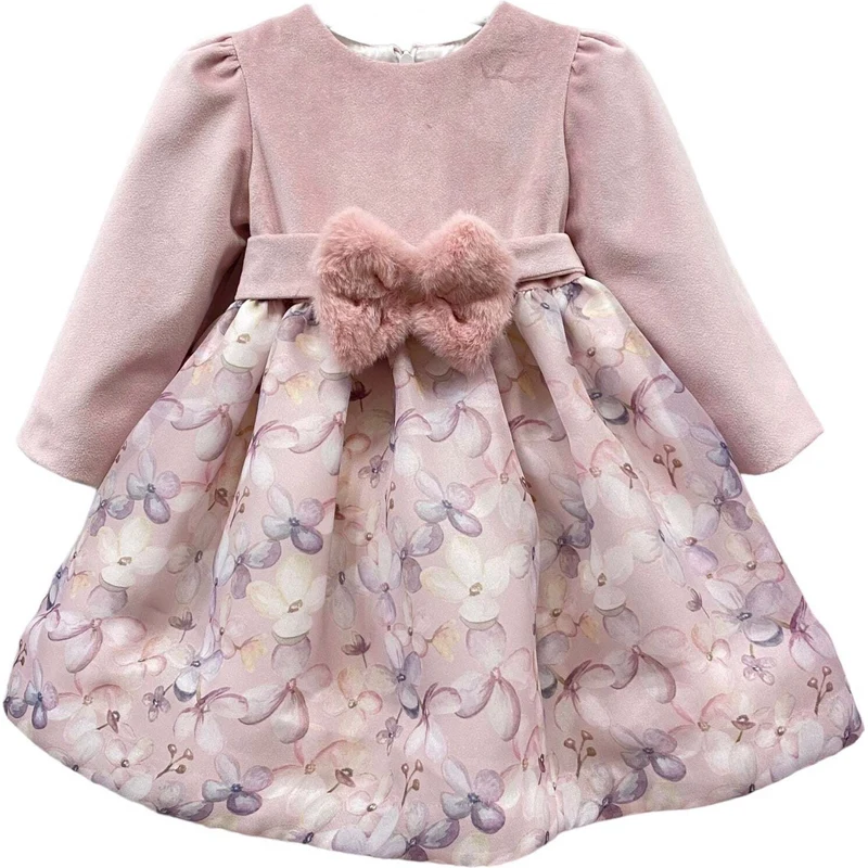 Abito Manica Lunga Floreale Fumé Per Bambina – Nuovo, Vestito A-Line Midi
