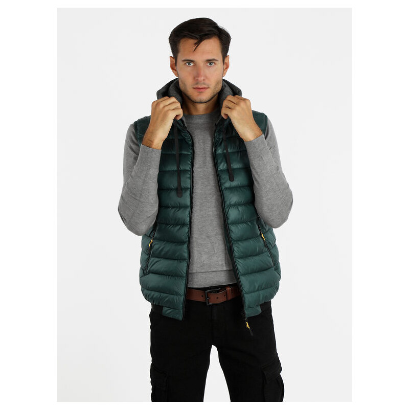Gilet Poliestere Gilet Uomo Senza Maniche Con Cappuccio Removibile