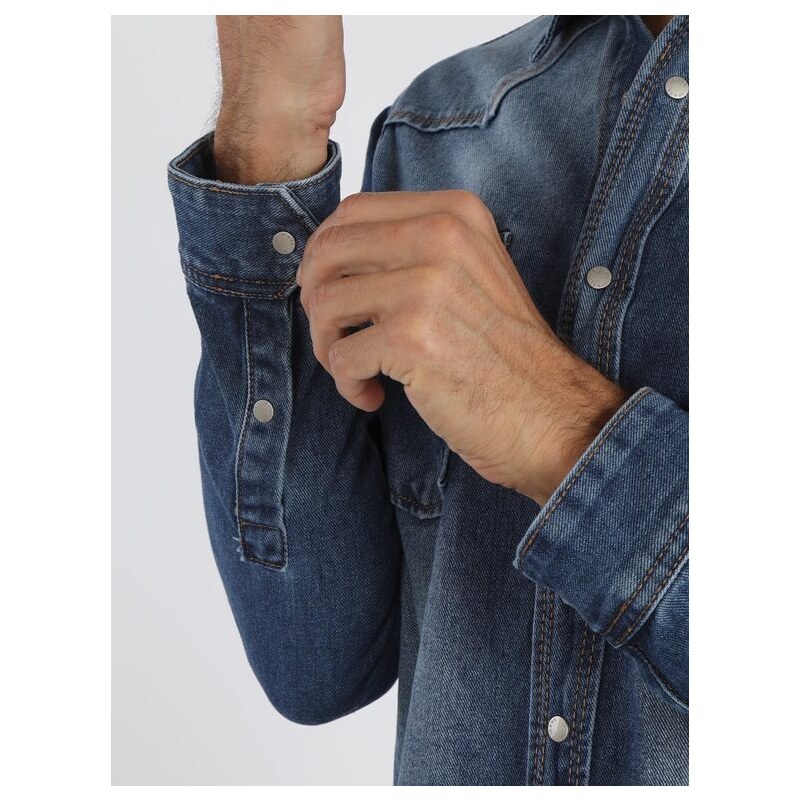 Max Tre Camicia Uomo In Jeans Classiche Taglia L
