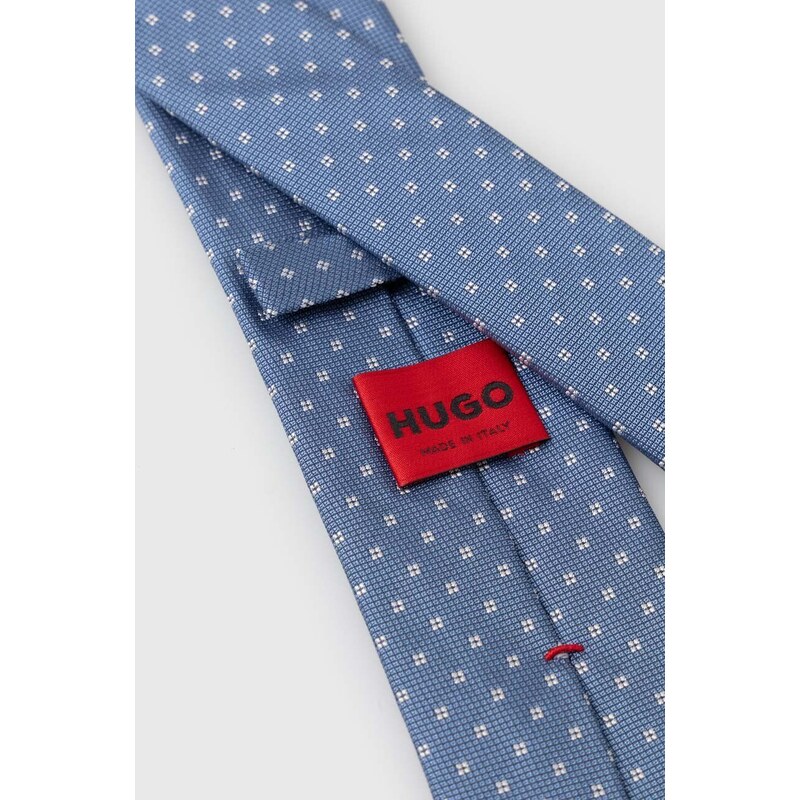 HUGO cravatta con aggiunta di seta colore blu