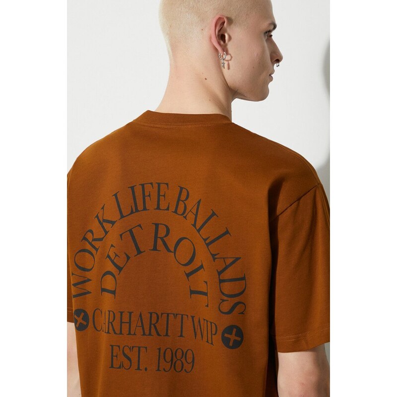 Carhartt WIP t-shirt in cotone uomo colore marrone