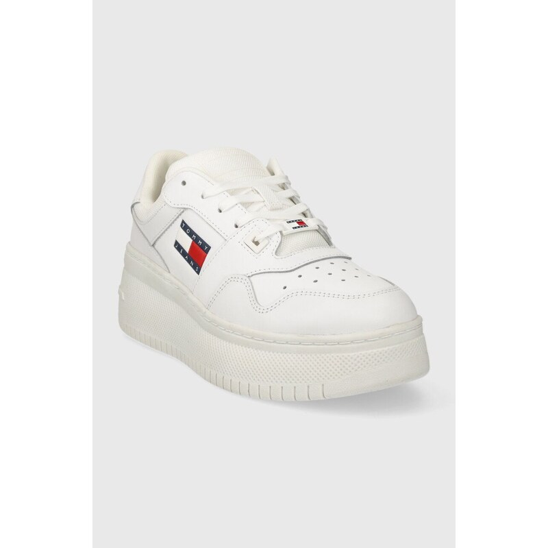 Tommy Jeans sneakers TJW RETRO BASKET FLATFORM ESS colore bianco EN0EN02506