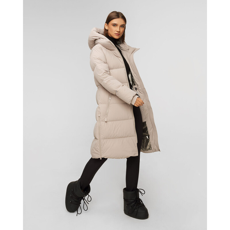 Cappotto Beige Con Piumino Da Donna Woolrich Matt Stretch Long Puffer Parka Stileo