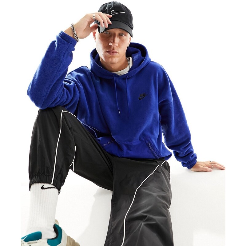 Nike Club - Felpa blu in pile con cappuccio