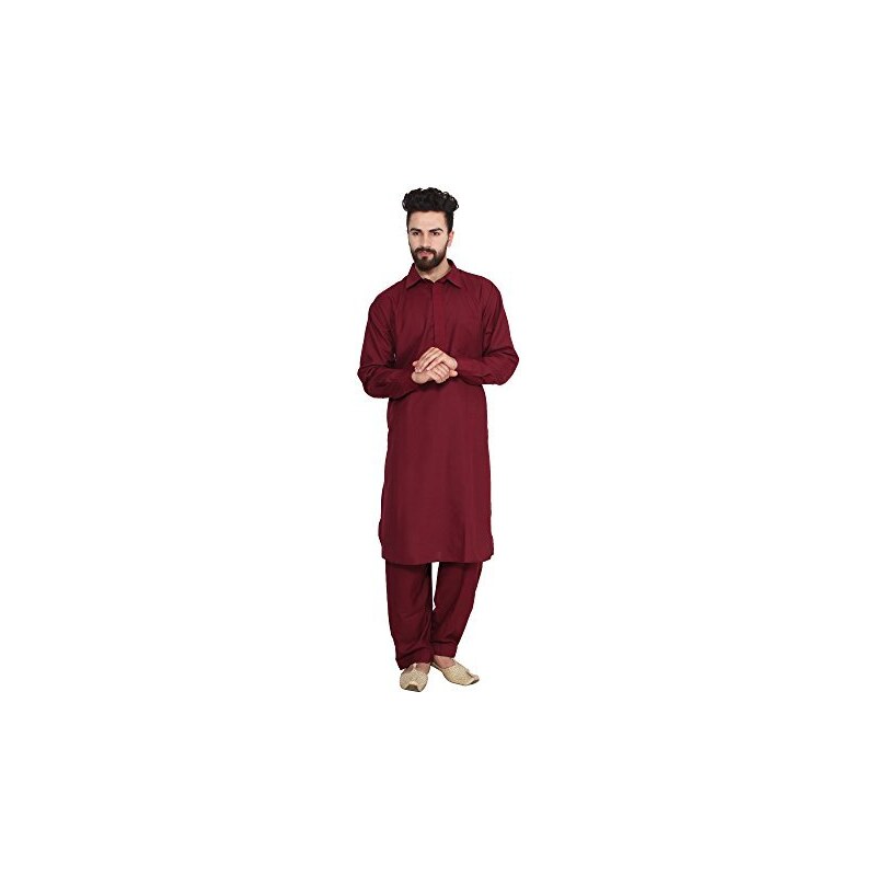 SOJANYA (Dal 1958, Kurta da uomo in puro cotone con ricamo solo