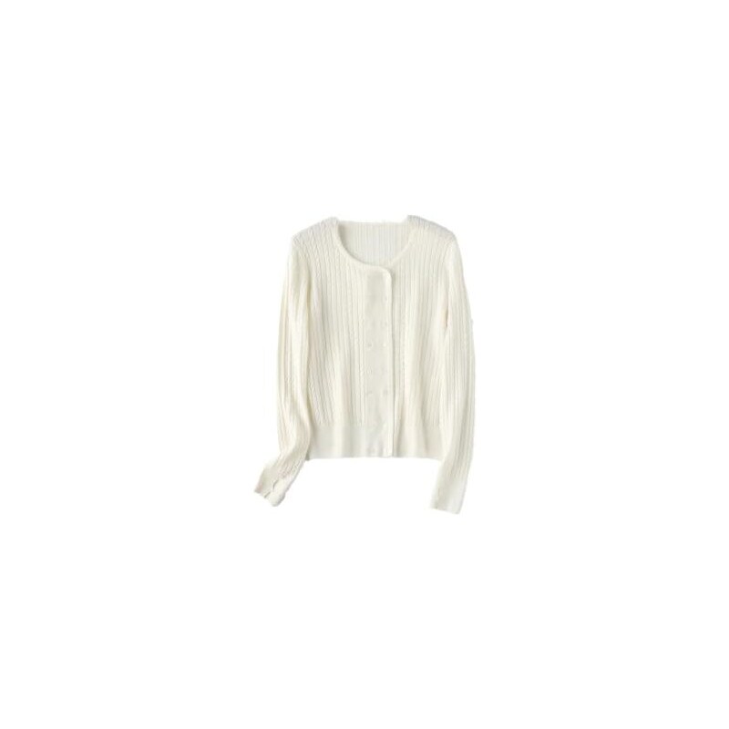 Cardigan in misto lana con zip Donna, Bianco