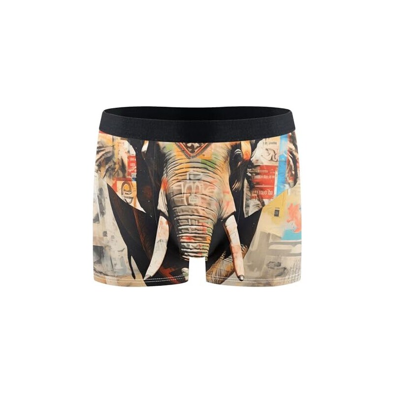 Mutande da uomo con elefante con proboscide, biancheria intima sexy da uomo, erotica, traspiranti, slip da uomo, con fantastico motivo, elasticizzato, pantaloni bassi, grigio., M
