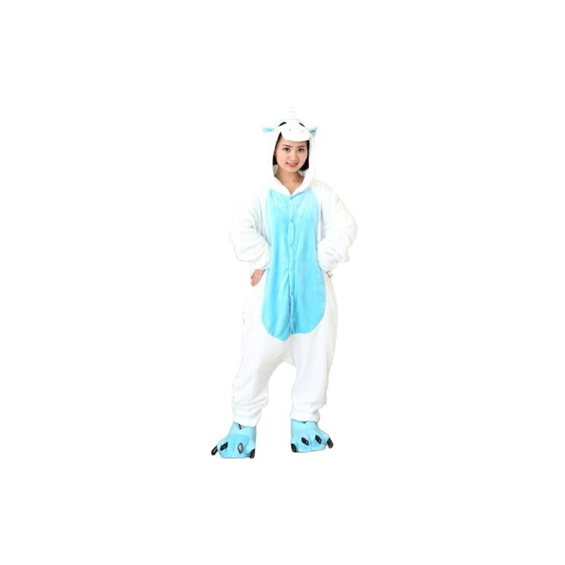 HyKab Set pigiama da donna con unicorno per coppie, invernali, da uomo, per  cosplay, pigiama, Unicorno blu, S 