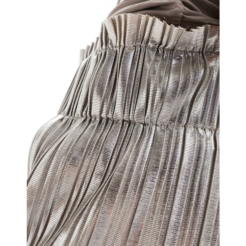 Y.A.S - Pantaloni a fondo ampio plissé argento metallizzato