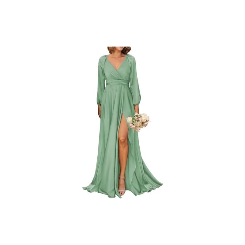 Abito in raso con maxi spacco arancione | R.a. Boutique