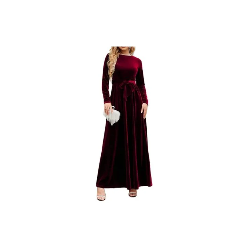 OUSIMEN Abito Lungo Femminile 2023 Autunno Inverno Chic Floreale E