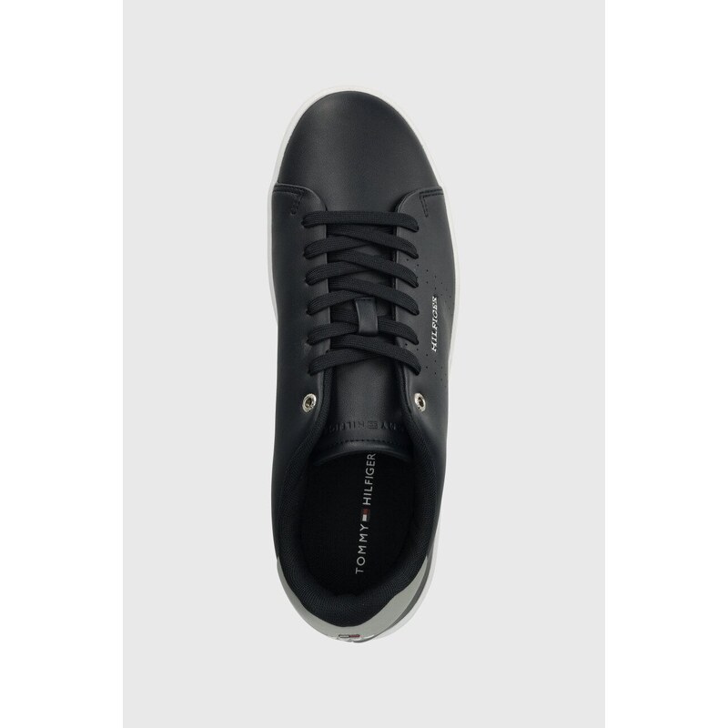 Tommy Hilfiger sneakers in pelle COURT CUP LTH PERF DETAIL colore blu navy FM0FM05038