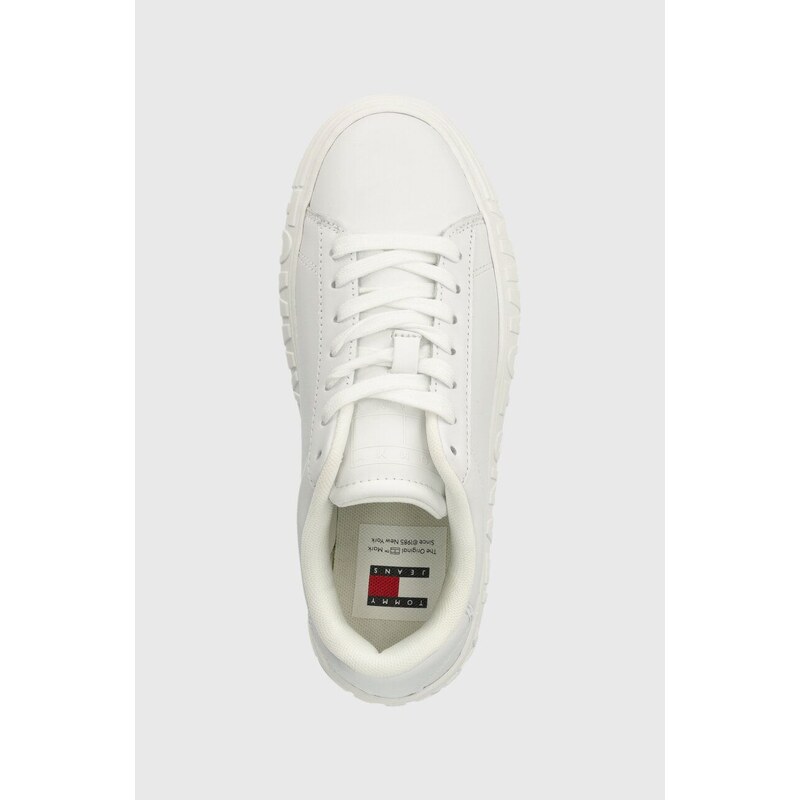 Tommy Jeans sneakers in pelle TJW LEATHER CUPSOLE ESS colore bianco EN0EN02507