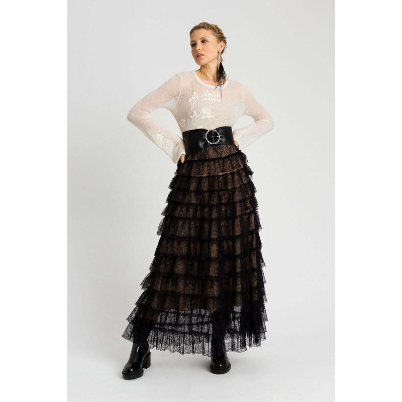 Twinset Gonna Lunga in Tulle Nera