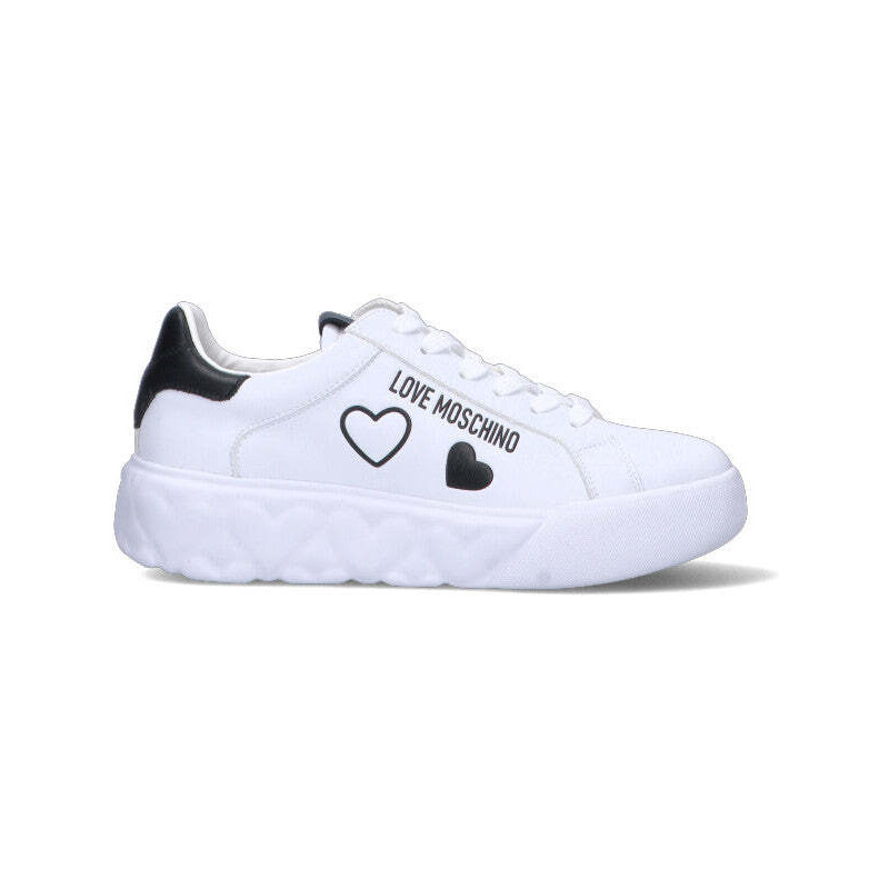 LOVE MOSCHINO Sneaker donna bianca/nera in pelle SNEAKERS