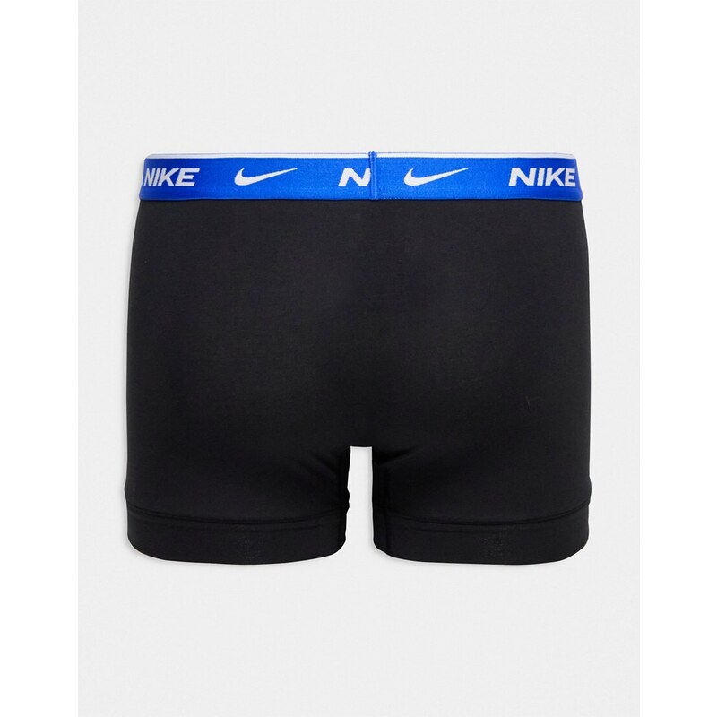 Nike - Everyday - Confezione da 3 boxer aderenti in cotone elasticizzato con fascia in vita blu/arancione/verde-Nero