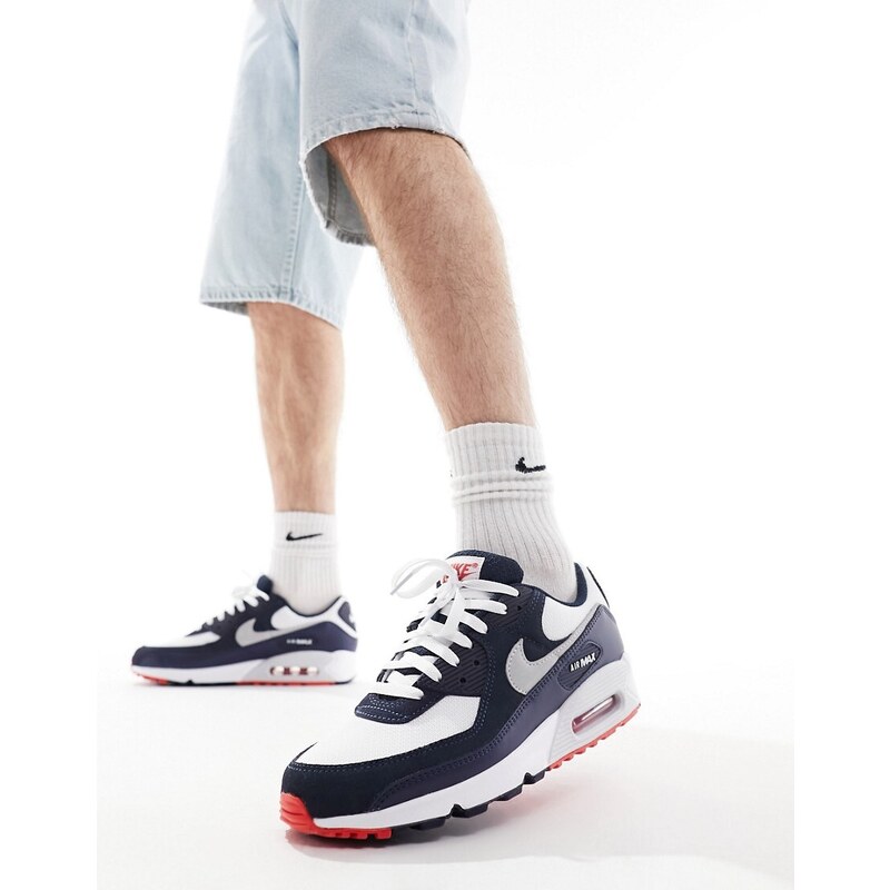 Nike - Air Max 90 - Sneakers blu navy, bianche e rosse