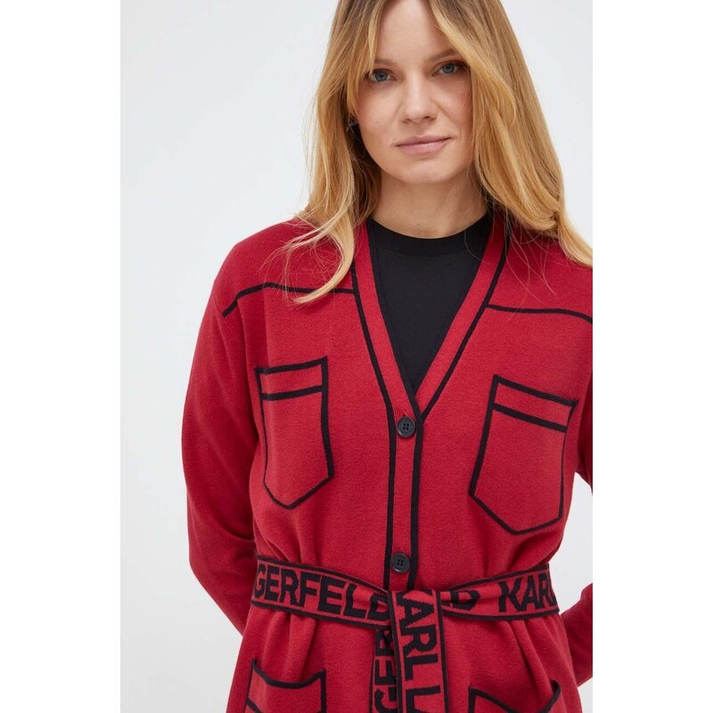Karl Lagerfeld kardigan con aggiunta di lana colore rosso