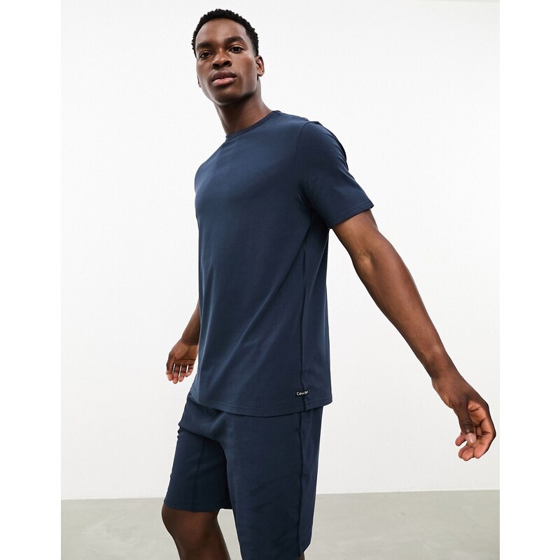 Calvin Klein - Pigiama T-shirt e pantaloncini blu navy
