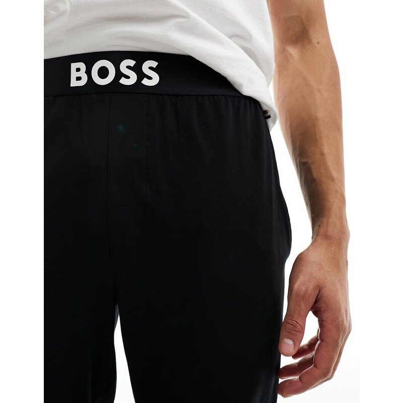 BOSS Bodywear - Joggers neri con stampa del logo-Nero